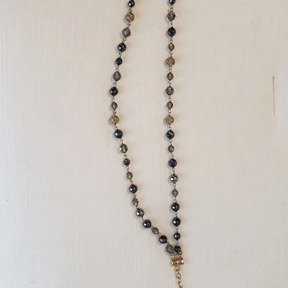 St. John Elegant Gold and Gray Crystal Necklace - Picture 6 of 7
